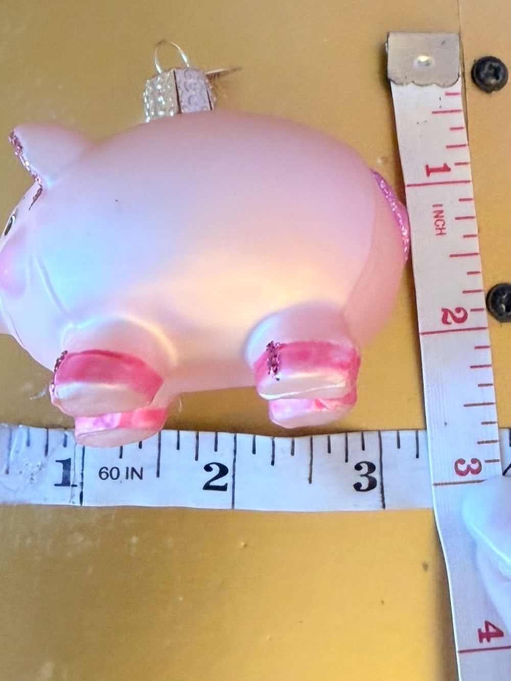 Pink Glass Pig Ornament Holiday Accent - Picture 8 of 8
